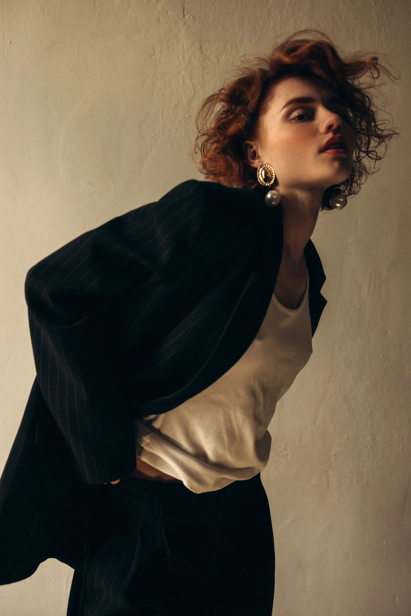 Woman in formal suit fashion portrait